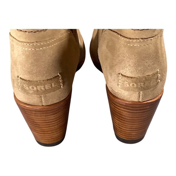 Sorel Boots Womens 7.5 Tan Nubuck Wedge Chelsea Ankle Booties After Hours Chic - Picture 7 of 15